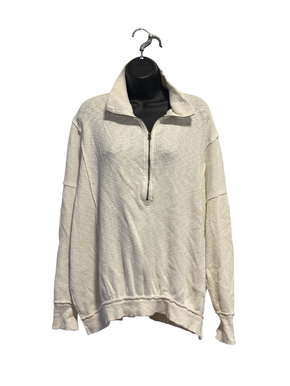 We The Free Ladies Half-Zip Ribbed Knit Sweater in white size small